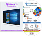 Windows 10 Pro Repair Reinstall Repair Recover DVD with Key, Plus Office 2024 & Drivers Pack