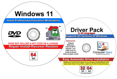 Windows 11 All Versions Repair Reinstall Repair Recover DVD & Drivers Pack